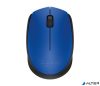 Egér, vezeték nélküli, optikai, közepes méret, USB, LOGITECH "M171", kék