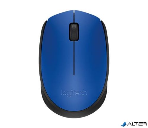 Egér, vezeték nélküli, optikai, közepes méret, USB, LOGITECH "M171", kék
