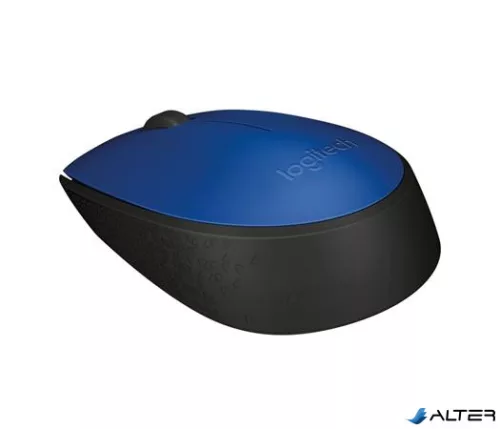 Egér, vezeték nélküli, optikai, közepes méret, USB, LOGITECH "M171", kék