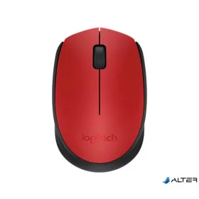   Egér, vezeték nélküli, optikai, közepes méret, USB, LOGITECH 'M171', piros