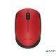 Egér, vezeték nélküli, optikai, közepes méret, USB, LOGITECH "M171", piros