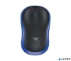 Egér, vezeték nélküli, optikai, közepes méret, USB, LOGITECH "M185", kék
