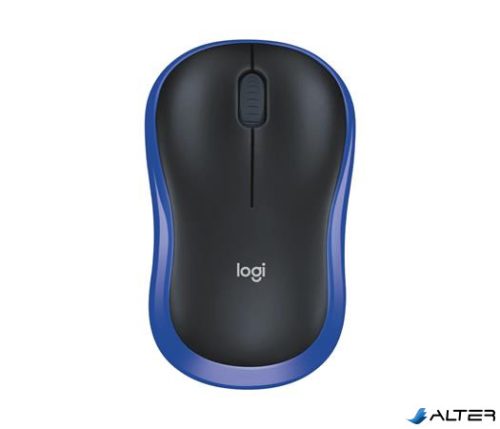 Egér, vezeték nélküli, optikai, közepes méret, USB, LOGITECH "M185", kék