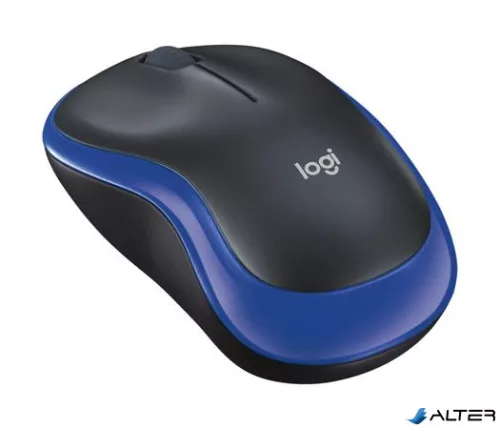 Egér, vezeték nélküli, optikai, közepes méret, USB, LOGITECH "M185", kék