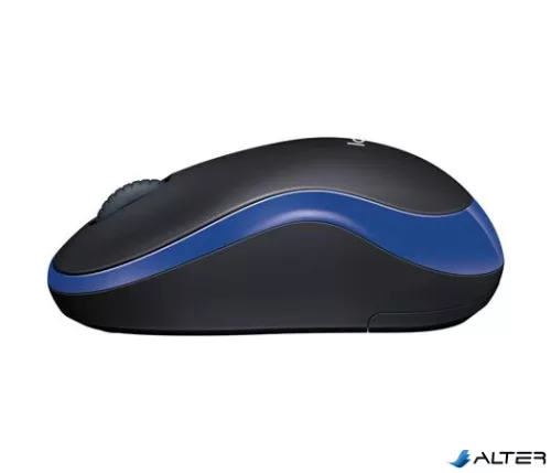 Egér, vezeték nélküli, optikai, közepes méret, USB, LOGITECH "M185", kék