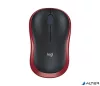 Egér, vezeték nélküli, optikai, közepes méret, USB, LOGITECH "M185", piros