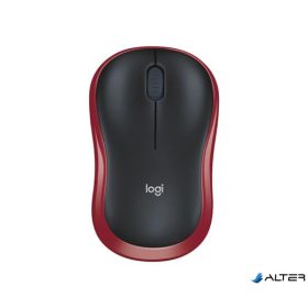   Egér, vezeték nélküli, optikai, közepes méret, USB, LOGITECH 'M185', piros