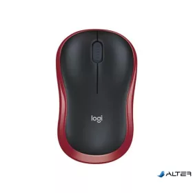   Egér, vezeték nélküli, optikai, közepes méret, USB, LOGITECH "M185", piros
