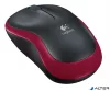 Egér, vezeték nélküli, optikai, közepes méret, USB, LOGITECH "M185", piros