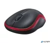 Egér, vezeték nélküli, optikai, közepes méret, USB, LOGITECH "M185", piros