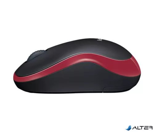 Egér, vezeték nélküli, optikai, közepes méret, USB, LOGITECH "M185", piros