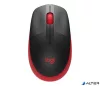 Egér, vezeték nélküli, optikai, USB, LOGITECH, "M190", piros