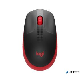   Egér, vezeték nélküli, optikai, USB, LOGITECH, "M190", piros