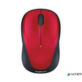   Egér, vezeték nélküli, optikai, közepes méret, USB, LOGITECH "M235", piros