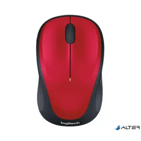   Egér, vezeték nélküli, optikai, közepes méret, USB, LOGITECH 'M235', piros