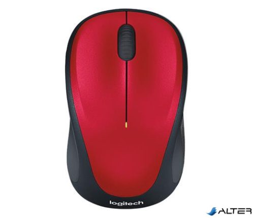 Egér, vezeték nélküli, optikai, közepes méret, USB, LOGITECH "M235", piros
