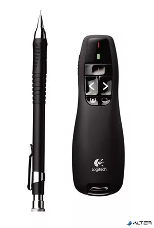 Prezentációs távirányító, lézermutatóval, vezeték nélküli, LOGITECH "R400"