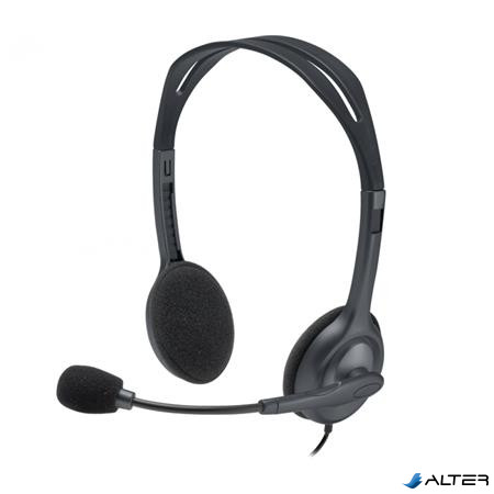 Fejhallgató, mikrofonnal, vezetékes, LOGITECH "H111", fekete