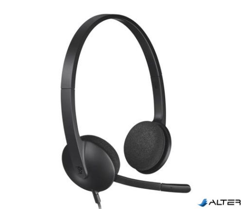 Fejhallgató, mikrofonnal, USB csatlakozás, LOGITECH "H340"