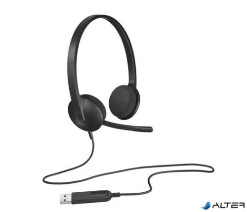 Fejhallgató, mikrofonnal, USB csatlakozás, LOGITECH "H340"