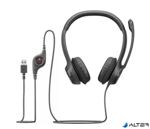 Fejhallgató, mikrofonnal, USB csatlakozás, LOGITECH "H390"