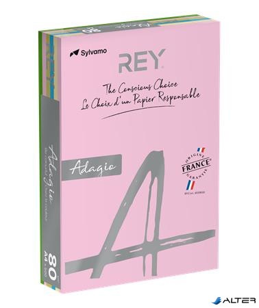 Másolópapír, színes, A4, 80 g, 5x100 lap, REY "Adagio", pasztell mix