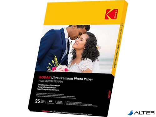 Fotópapír, tintasugaras, A4, 280 g, fényes, KODAK "Fine Art"