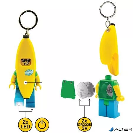 Kulcstartó, LED világítással, LEGO 'Banana Guy'