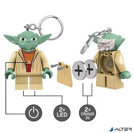 Kulcstartó, LED világítással, LEGO 'Star Wars Yoda'