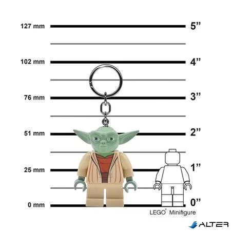Kulcstartó, LED világítással, LEGO 'Star Wars Yoda'