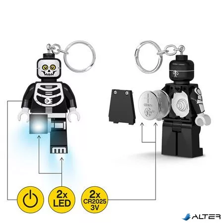 Kulcstartó, LED világítással, LEGO 'Skeleton Guy'