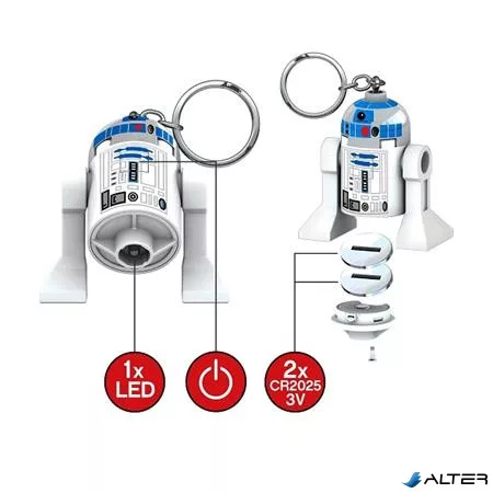 Kulcstartó, LED világítással, LEGO 'Star Wars R2D2'