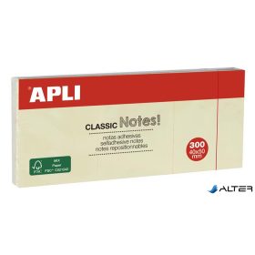   Öntapadó jegyzettömb, 40x50 mm, 3x100 lap, APLI "Classic", sárga