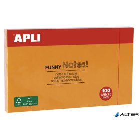   Öntapadó jegyzettömb, 125x75 mm, 100 lap, APLI "Funny", narancssárga