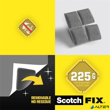 Ragasztó négyzetek, kétoldalas, eltávolítható, 12,7x12,7 mm, 3M SCOTCH "Removable"