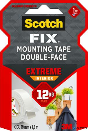 Ragasztószalag, kétoldalas, extra erős, 19 mm x 1,8 m, 3M SCOTCH "Extreme Interior"