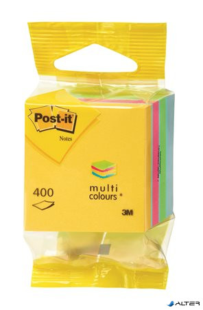Öntapadó jegyzettömb, 51x51 mm, 400 lap, bliszteres, 3M POSTIT, ultra színek
