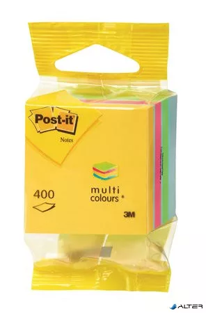 Öntapadó jegyzettömb, 51x51 mm, 400 lap, bliszteres, 3M POSTIT, ultra színek