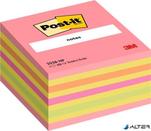 Öntapadó jegyzettömb, 76x76 mm, 450 lap, 3M POSTIT, lollipop pink