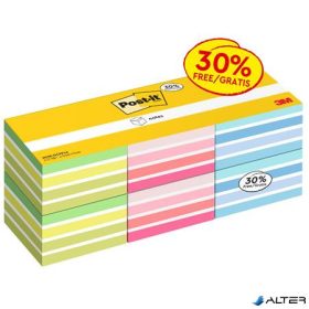   Öntapadó jegyzettömb, 76x76 mm, 6x450 lap, 3M POSTIT,  vegyes színek