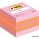 Öntapadó jegyzettömb, 51x51 mm, 400 lap, 3M POSTIT, pink