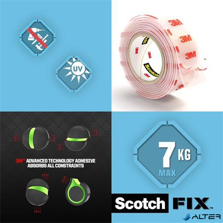 Ragasztószalag, áttetsző, kétoldalas, 19 mm x 1,5 m, 3M SCOTCH 'Transparent'