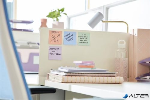 Öntapadó jegyzettömb, 48x48 mm, 12x90 lap, 3M POSTIT "Super Sticky Soulful", vegyes színek