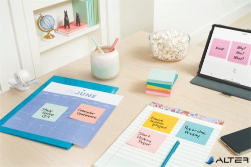 Öntapadó jegyzettömb, 38x51 mm, 12x100 lap, 3M POSTIT "Beachside", vegyes színek