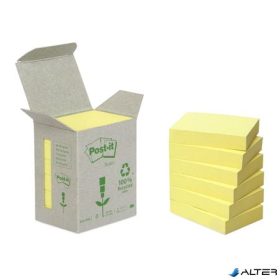   Öntapadó jegyzettömb, 38x51 mm, 6x100 lap, környezetbarát, 3M POSTIT, sárga