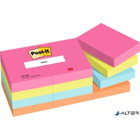   Öntapadó jegyzettömb, 38x51 mm, 12x100 lap, 3M POSTIT 'Poptimistic', vegyes színek