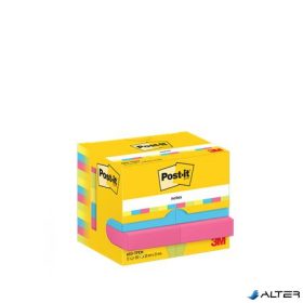   Öntapadó jegyzettömb, 38x51 mm, 12x100 lap, 3M POSTIT "Energetic", vegyes színek
