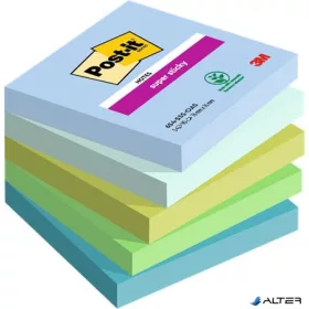   Öntapadó jegyzettömb, 76x76 mm, 5x90 lap, 3M POSTIT "Super Sticky Oasis", vegyes színek