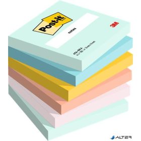  Öntapadó jegyzettömb, 76x76 mm, 6x100 lap, 3M POSTIT "Beachside", vegyes színek