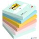 Öntapadó jegyzettömb, 76x76 mm, 6x100 lap, 3M POSTIT "Beachside", vegyes színek